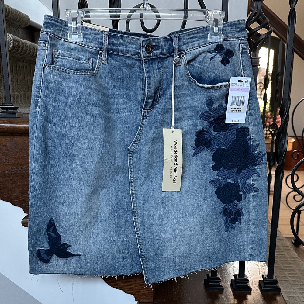Vintage America Blue Denim Midi Skirt
